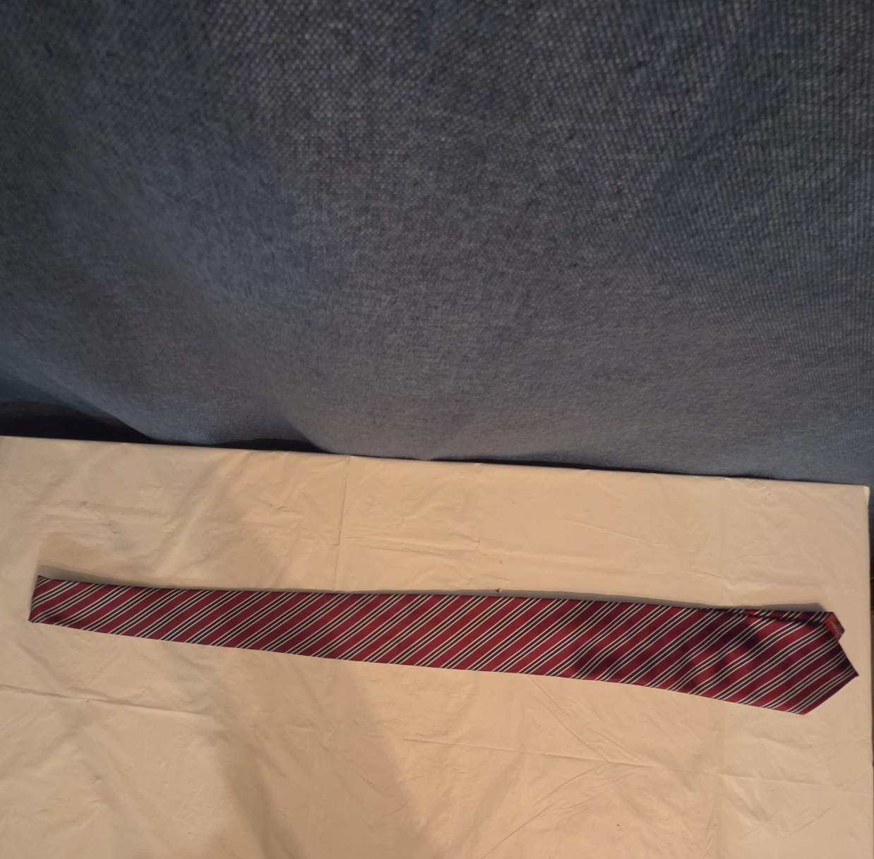 Bergamo New York Tie Burgundy Red Silver Striped Mens Silk Necktie Regimental