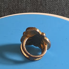 Red Gemstone Cluster Ring Gold Tone Statement Size 8.5