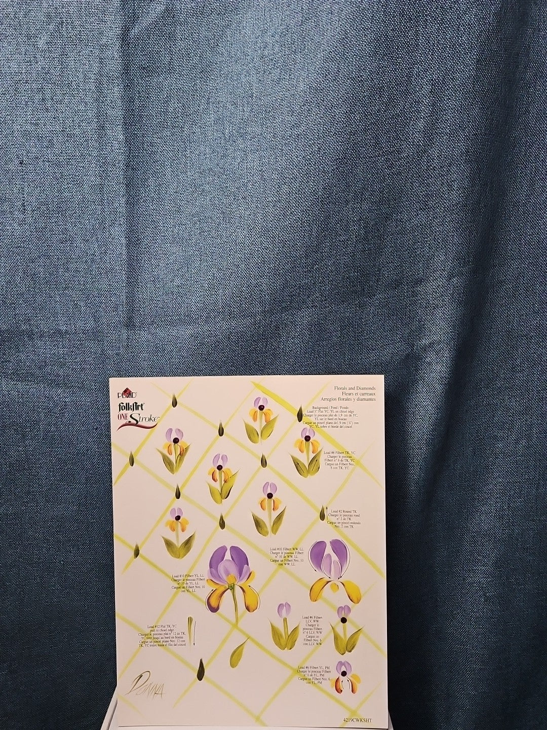 Set of 3 FolkArt One Stroke Painting Worksheet Packs | Flowers #4219 | Reusable