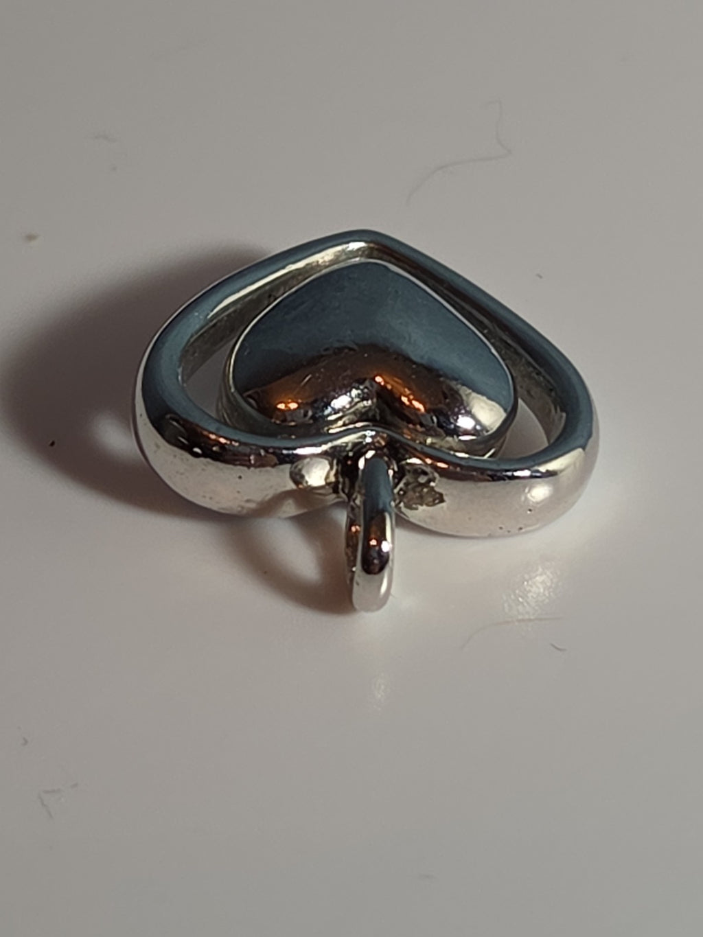 Double Heart Pendant Silver Tone Puffed Charm Y2K
