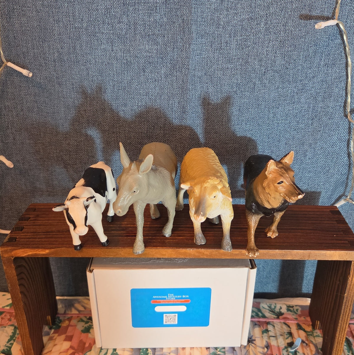Plastic Animal Figure Lot 4 Farm Cow Sheep Dog Donkey