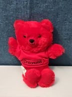 Vintage 1986 Crayola Teddy Bear Plush | Red Crayon Shirt | 7" Stuffed Animal |