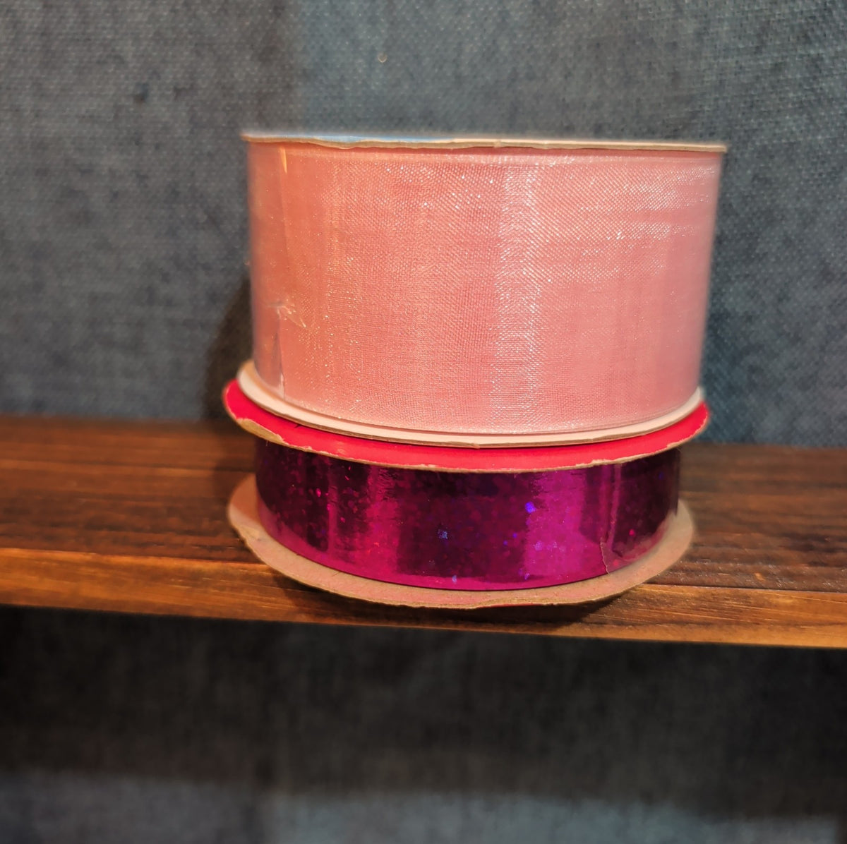 Offray Ribbon Lot 2 Pink Organdy Metallic Magenta Craft Destash