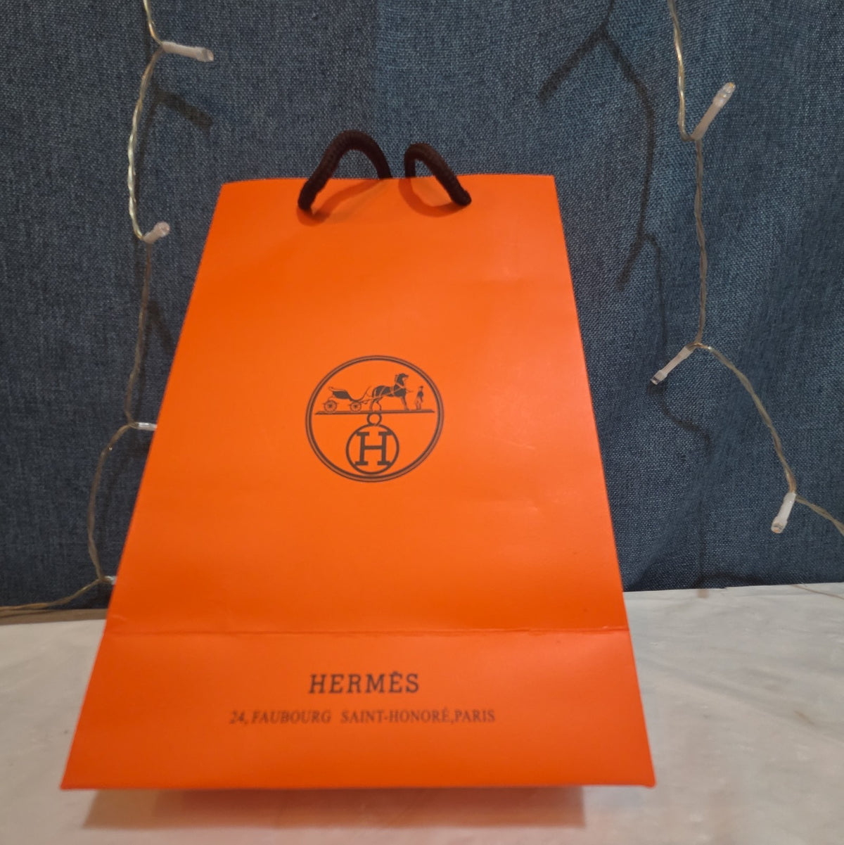 Hermes Small Orange Shopping Bag Authentic Paper Gift Tote Luxury Decor