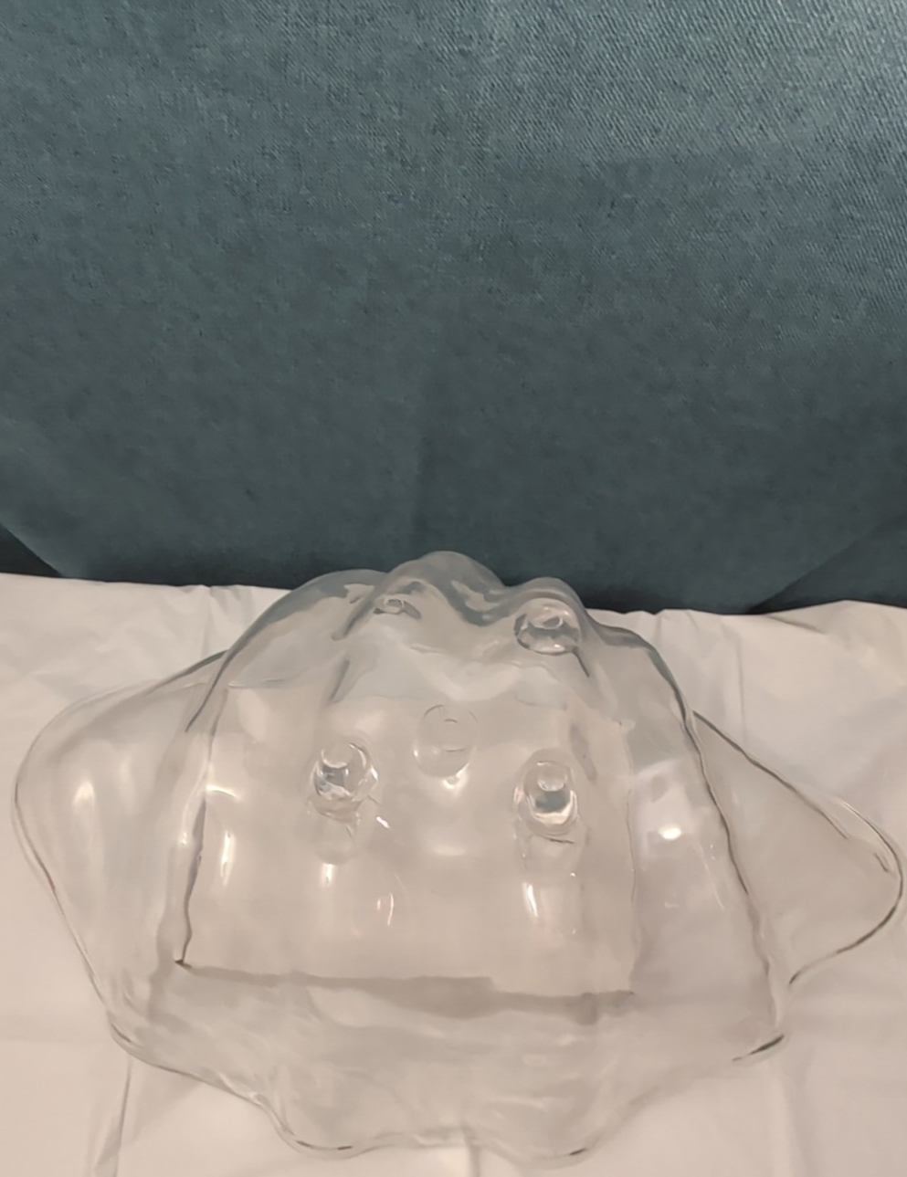 Large Acrylic Clam Shell Serving Bowl 18" Wavy Scalloped Beach House Centerpiece