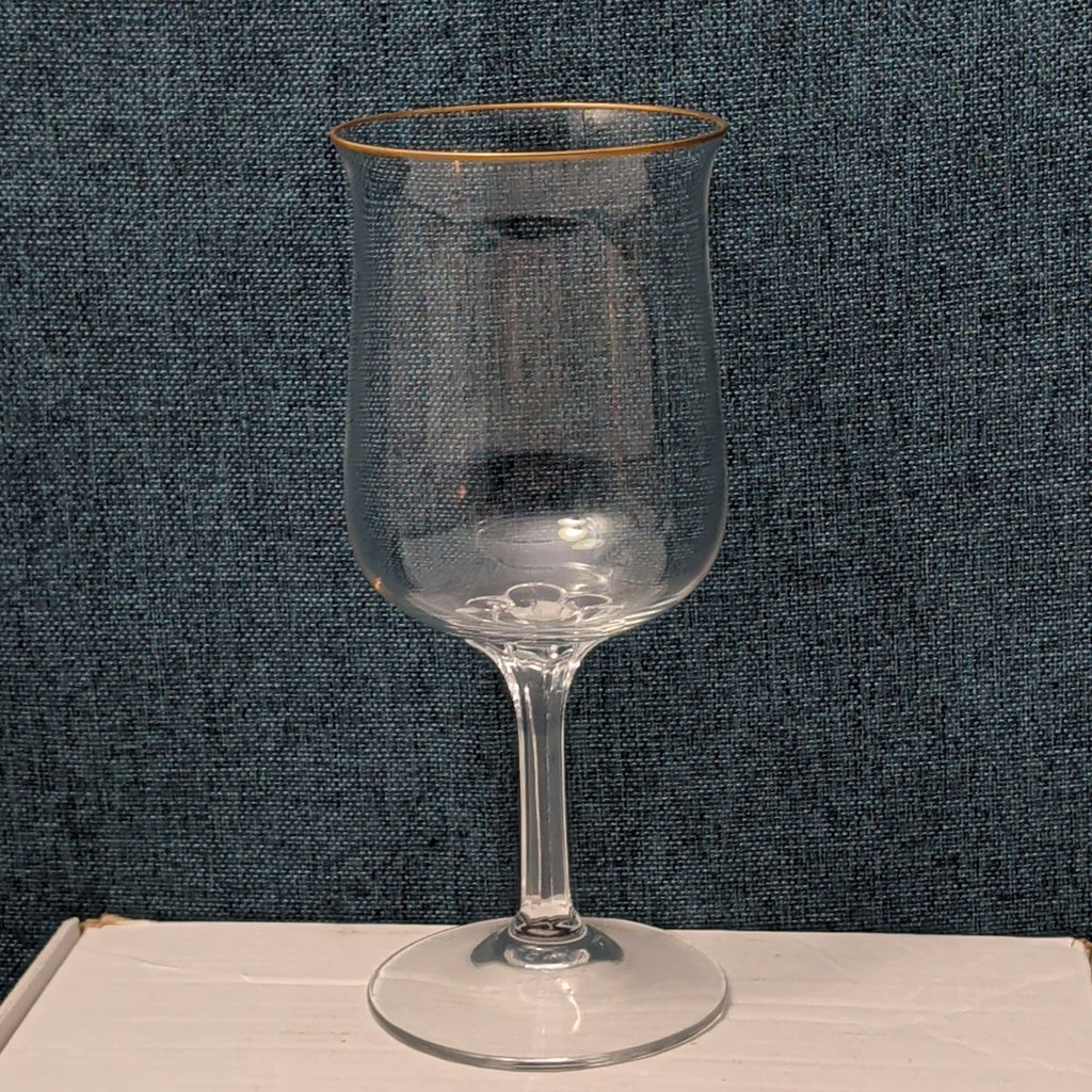 LENOX Crystal INTRIGUE Wine Glasses Gold Trim Fluted Rim Vintage 80s | Set of 6