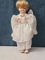 Vintage Porcelain Angel Doll | Blonde Guardian Angel with Halo