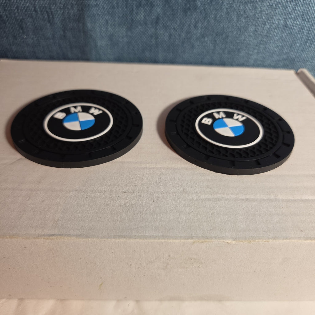 BMW Cup Holder Coasters Silicone Black Blue Auto Accessory
