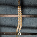 Faux Pearl Purse Charm Gold Silver Tone Letter U