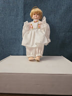 Vintage Porcelain Angel Doll | Blonde Guardian Angel with Halo