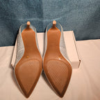 Jessica Simpson Lindiza Rhinestone Pumps 8M Silver Sparkly Stiletto Heels 39