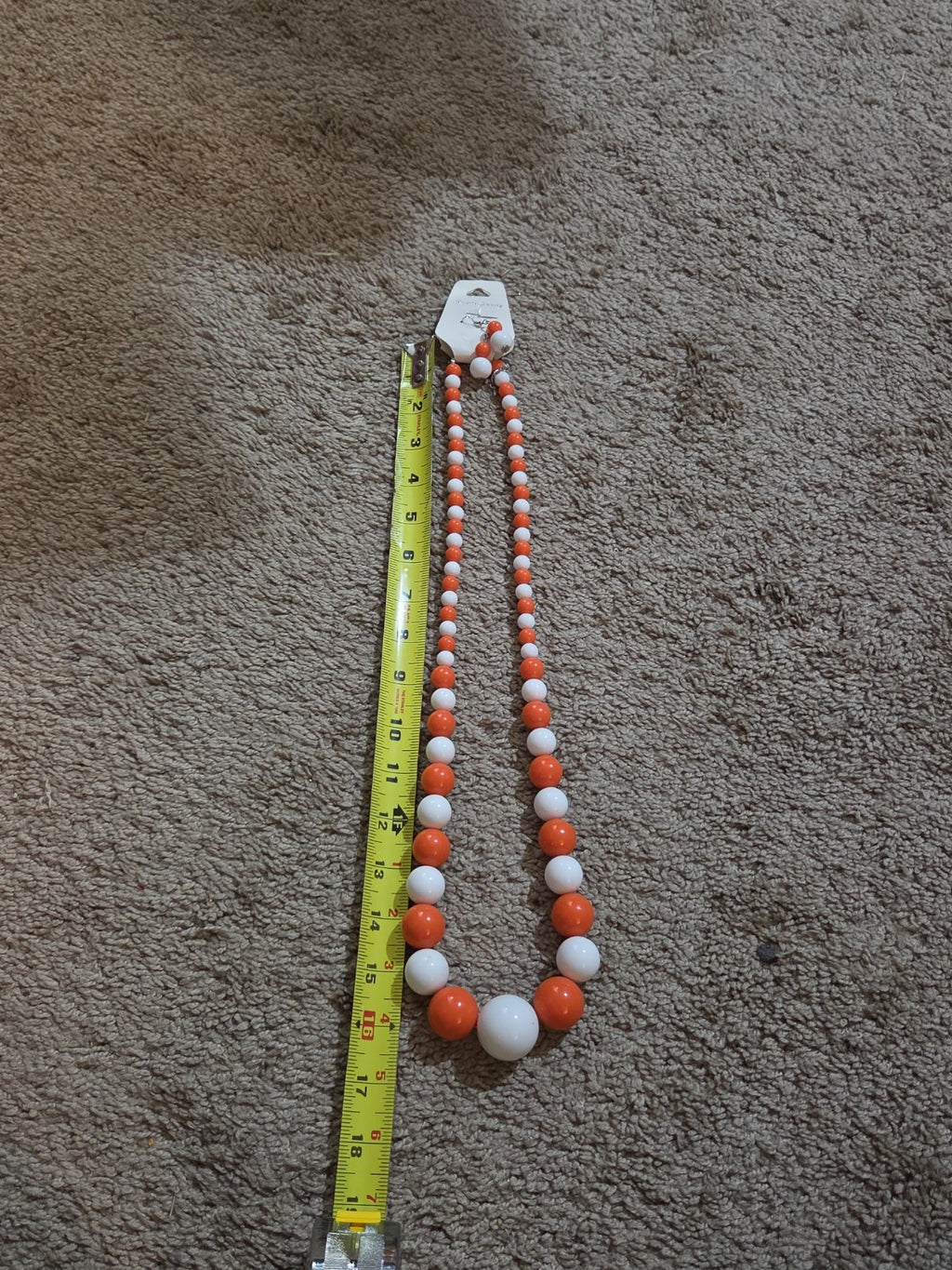 Chunky Bubblegum Bead Necklace Earring Set Orange White Retro