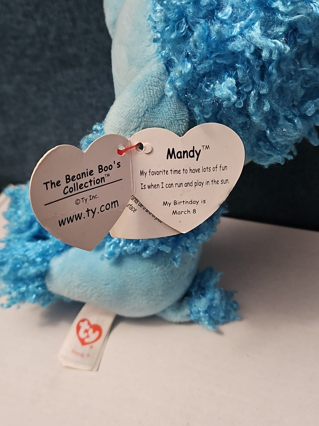 Retired Ty Beanie Boos Mandy Blue Poodle Plush 10" Medium Buddy |  Sparkle Eyes