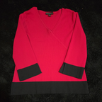 Spenser Jeremy Knit Skirt Set Large L Red Black Faux Wrap Sweater 2 Piece Vtg