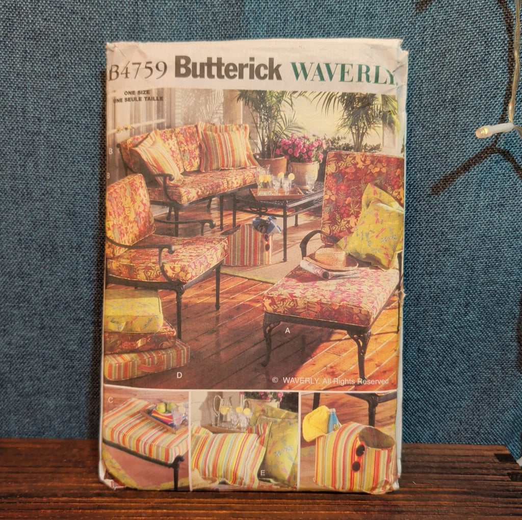 Butterick 4759 Waverly Patio Furniture Cushion Pattern DIY Home Uncut B4759