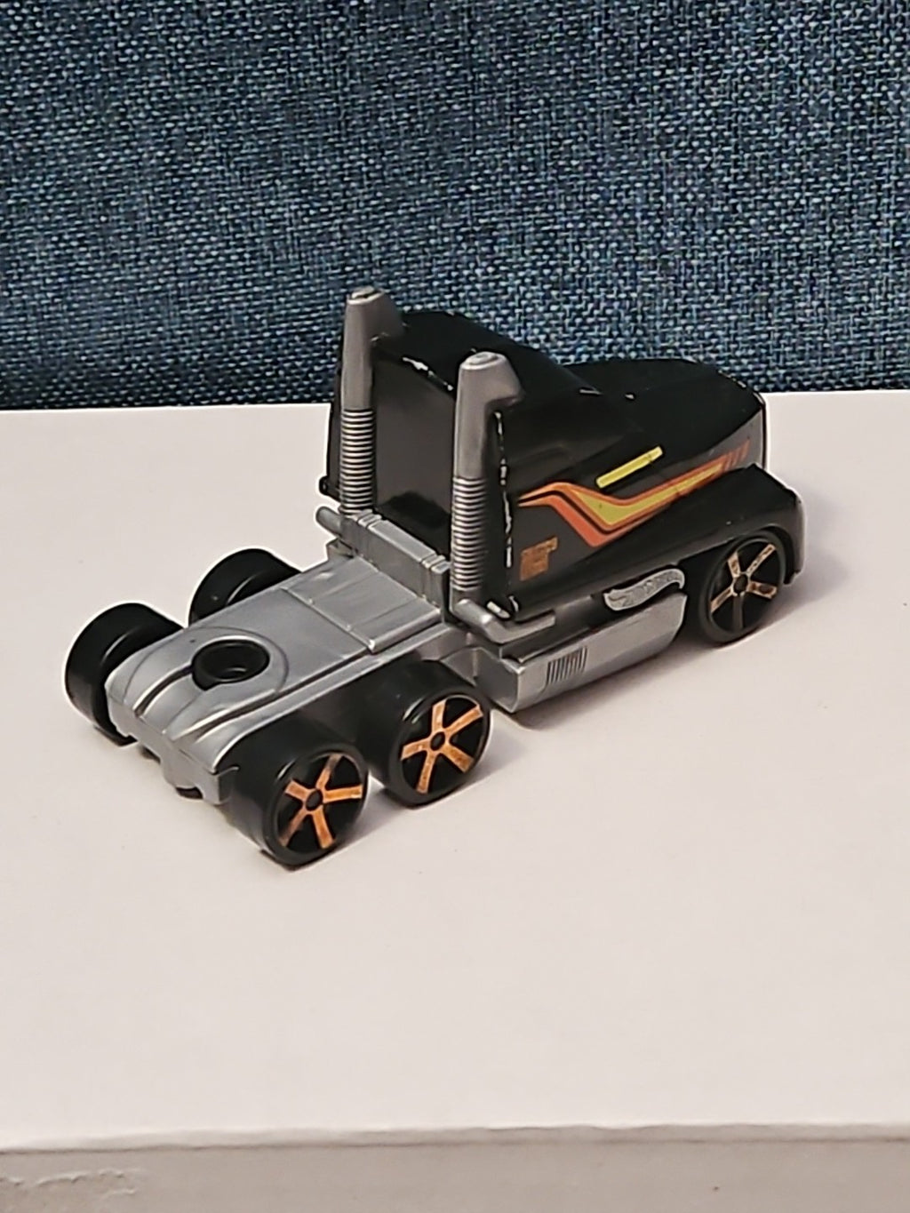 Hot Wheels Semi Truck Cab | Track Stars Black & Orange Racing Hauler