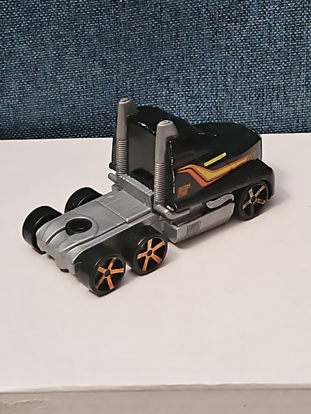 Hot Wheels Semi Truck Cab | Track Stars Black & Orange Racing Hauler