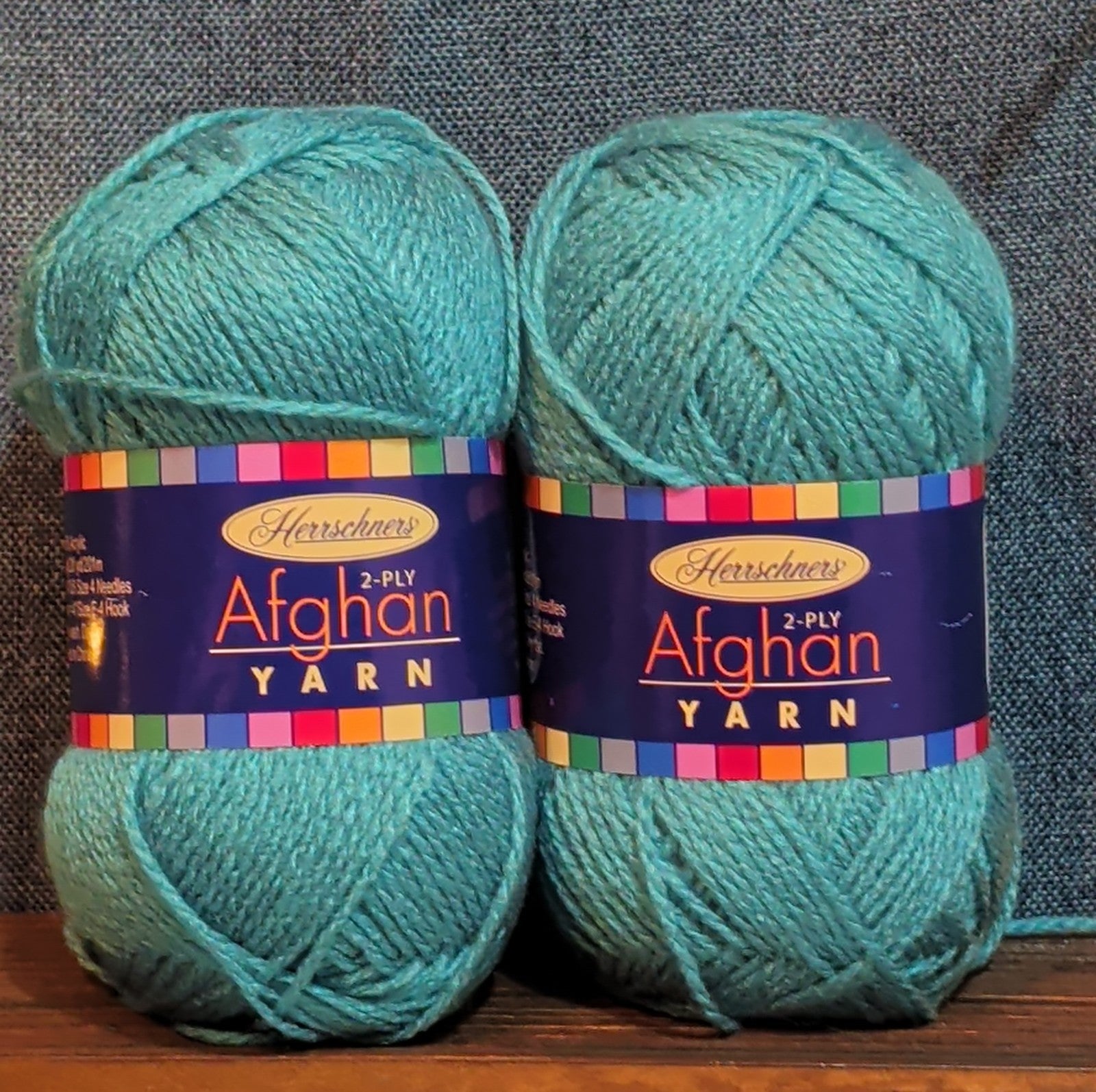 Herrschners Afghan Yarn 2 Ply Teal Acrylic 2 Skein Lot 0036