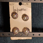 La Petite Vintage Buttons 9137 Faux Pearl Silver Tone Rim Set of 4