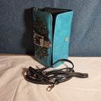 Turquoise Western Buckle Floral Trifold Crossbody Wallet NWT
