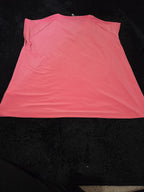 Anne Klein Sport Blouse Coral Lion Logo V-Neck Jersey Career Top Gently Used L