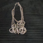 NY Collection Silver Tone Triple Chain Rhinestone Ring Cluster Necklace