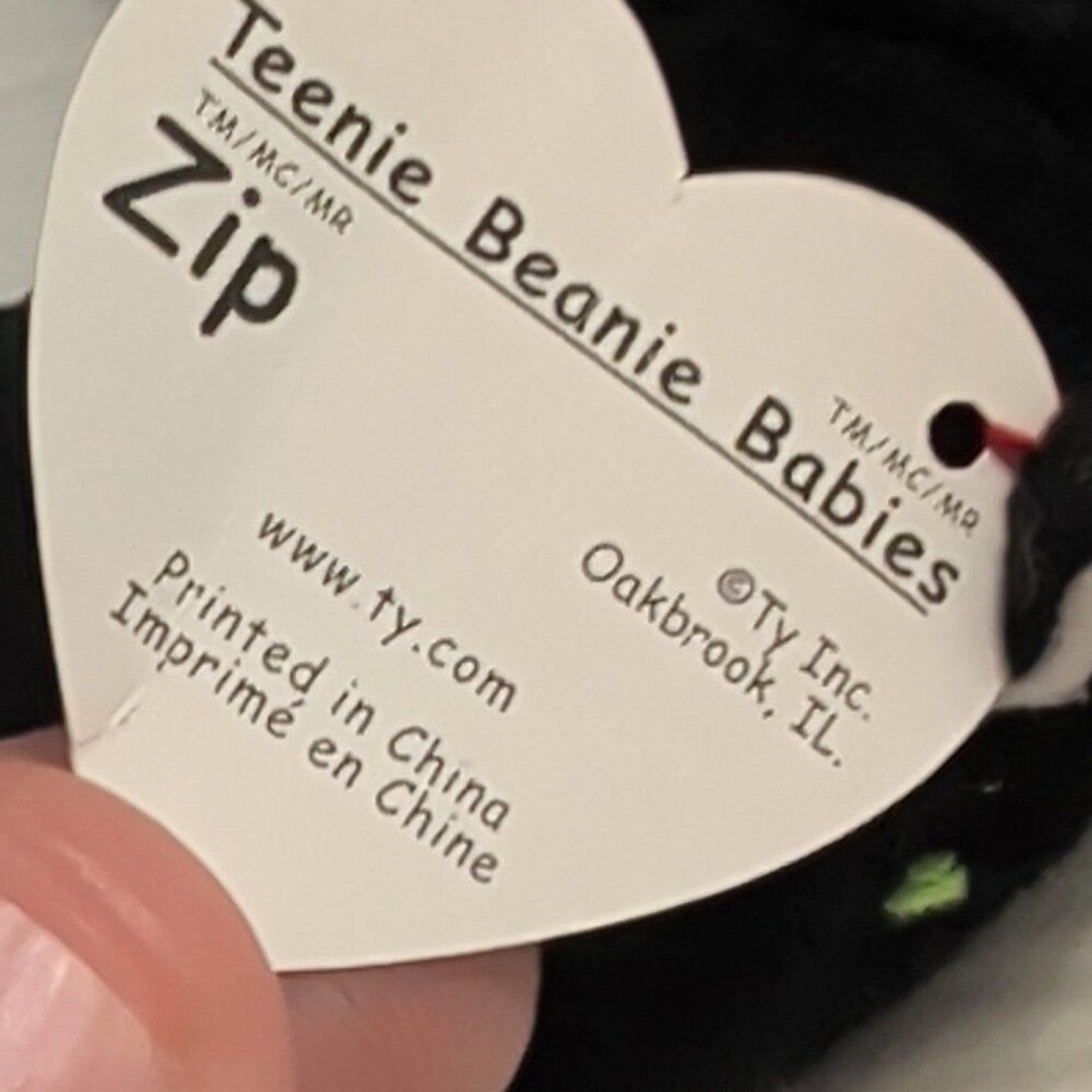 Ty Teenie Beanie Baby Zip Black Cat McDonald's Vintage #10 TAG CREASE/RIP