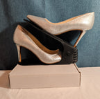 Jessica Simpson Lindiza Rhinestone Pumps 8M Silver Sparkly Stiletto Heels 39