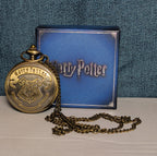 Harry Potter Hogwarts Crest Pocket Watch Brass Tone Steampunk Retro NIB