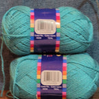 Herrschners Afghan Yarn 2 Ply Teal Acrylic 2 Skein Lot 0036