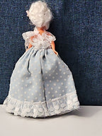 Vintage 5.5" Costume Doll | Blue Polka Dot Rococo Dress | Hard Plastic Souvenir