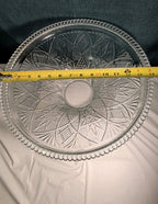 KIG Indonesia 10" Pressed Glass Bowl Starburst Floral MCM Centerpiece Serving