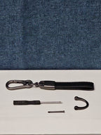 Genuine Leather GMC Car Keychain Set | Black Metal Key Ring Screwdriver Included
