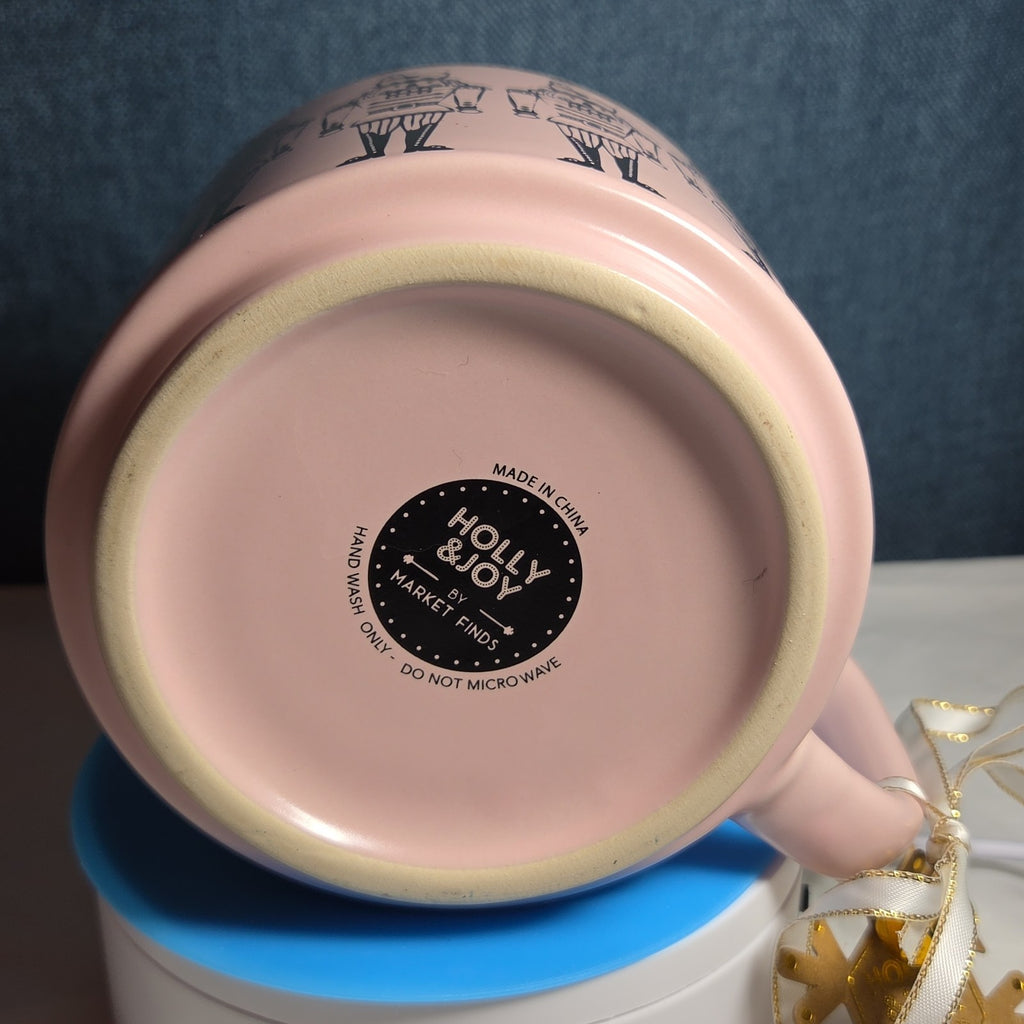 Holly & Joy Nutcracker Pink Ceramic Mug Holiday NWT