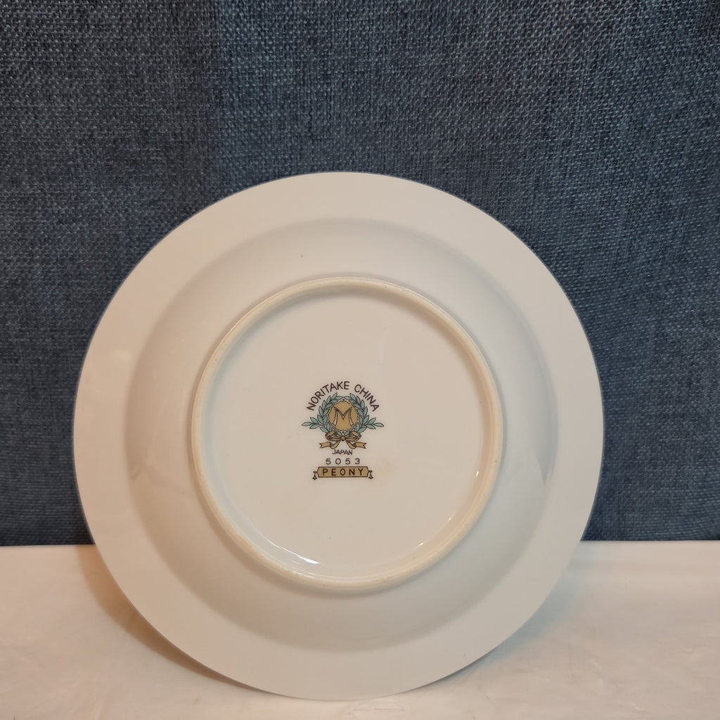 Noritake Peony 5053 China 7.5" Soup Bowl Floral Gold Rim Vintage