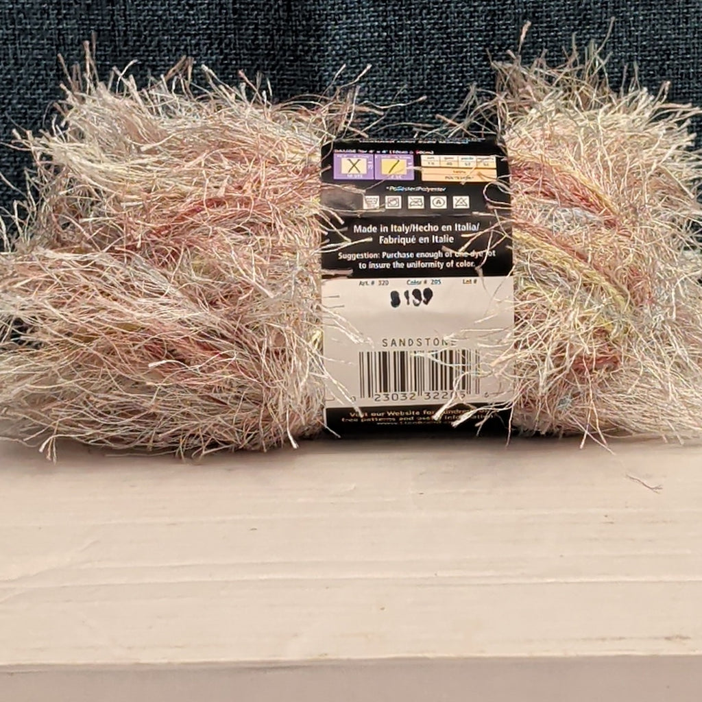 Lion Brand Fun Fur Prints Yarn 1 Skein Sandstone 225 Made in Italy Eyelash NOS