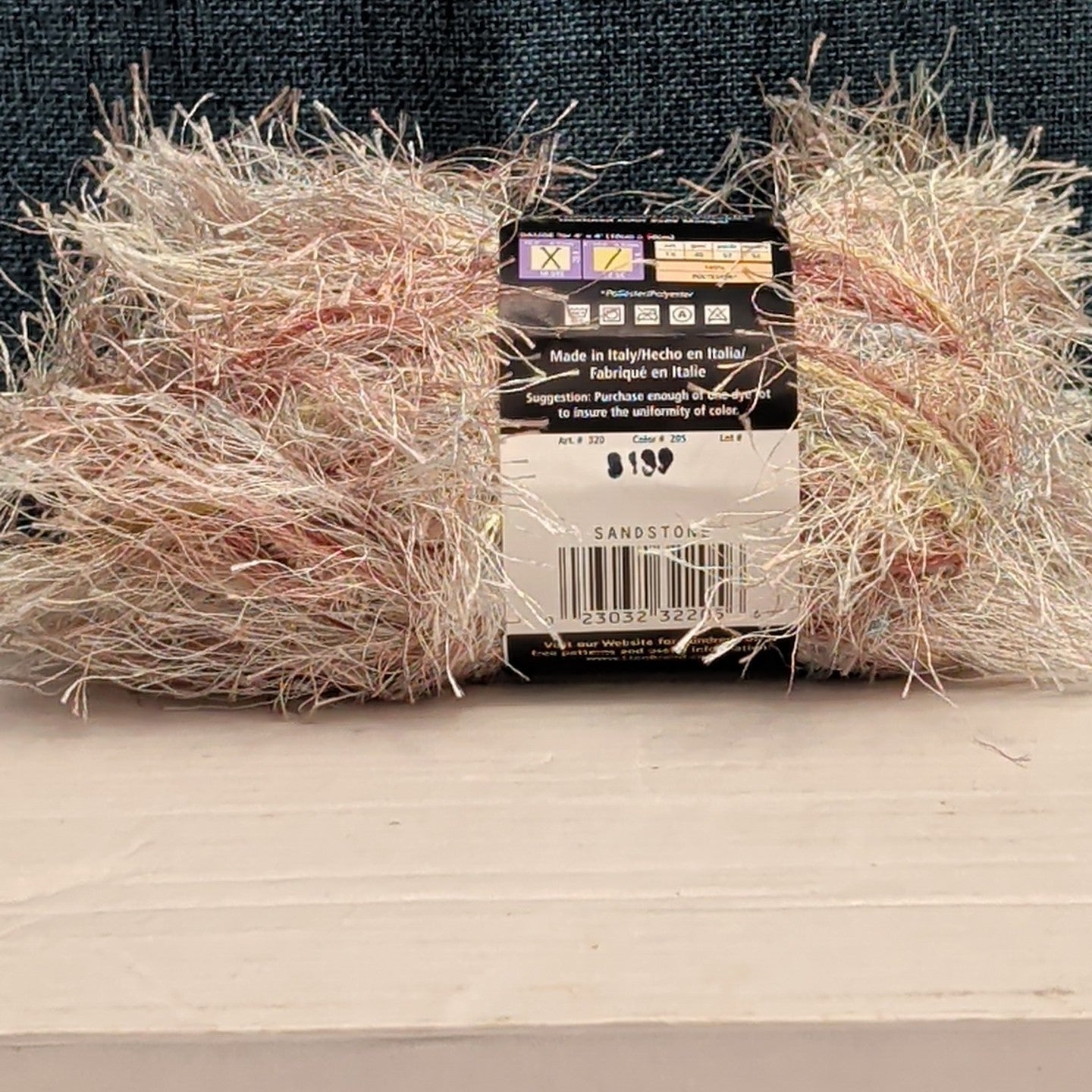 Lion Brand Fun Fur Prints Yarn 1 Skein Sandstone 225 Made in Italy Eyelash NOS