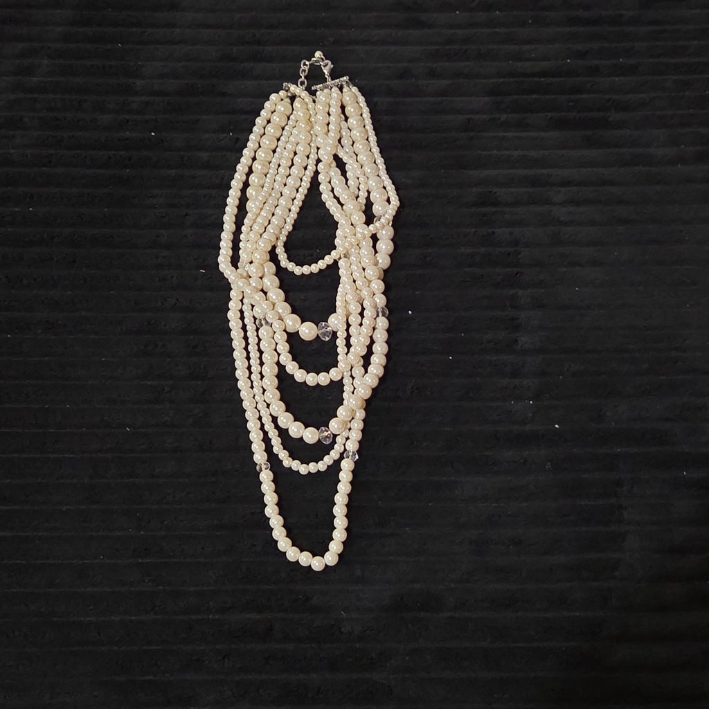 Multi Layered Faux Pearl Statement Necklace Coquette Vibe