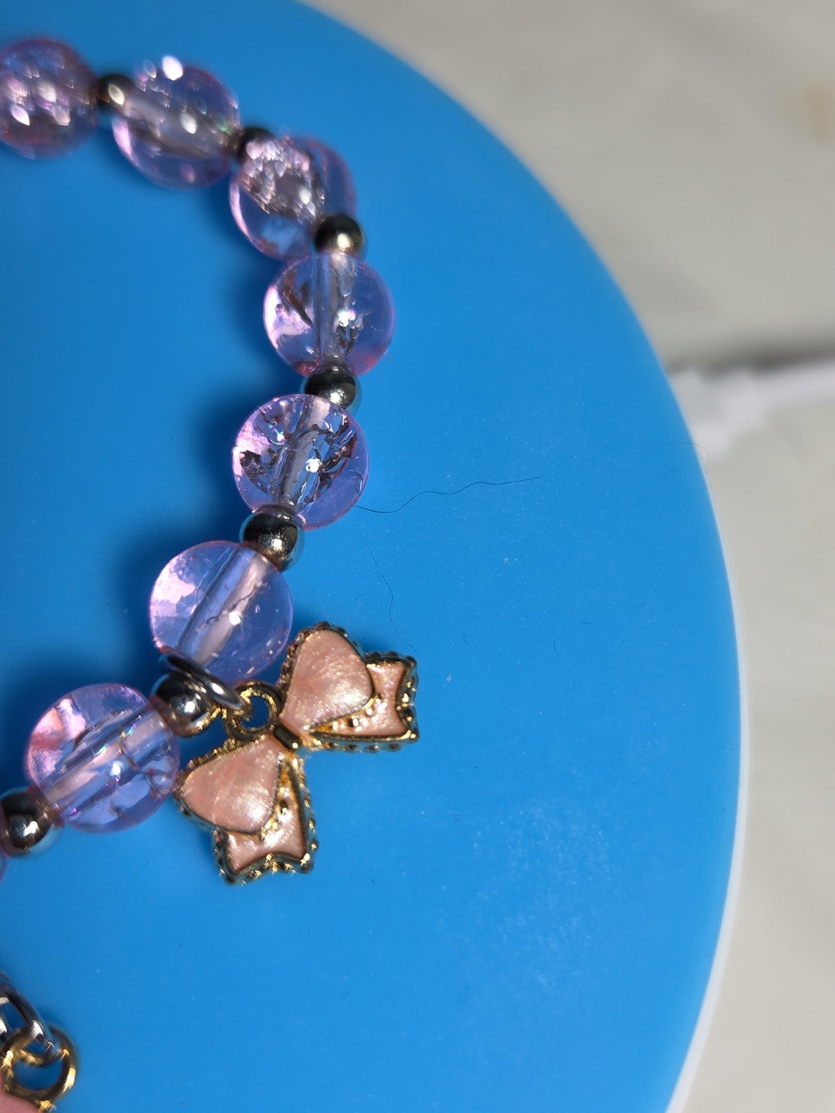 Kawaii Kitty Pink Beaded Stretch Charm Bracelet Y2K