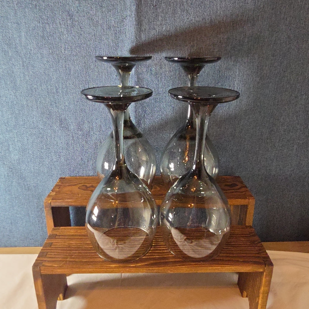 Greenbrier Set 4 Smokey Grey Gray Wine Glasses 12oz