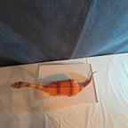 Apatosaurus Dinosaur Toy 11” Soft Vinyl Orange Red Stripe Brontosaurus Figure