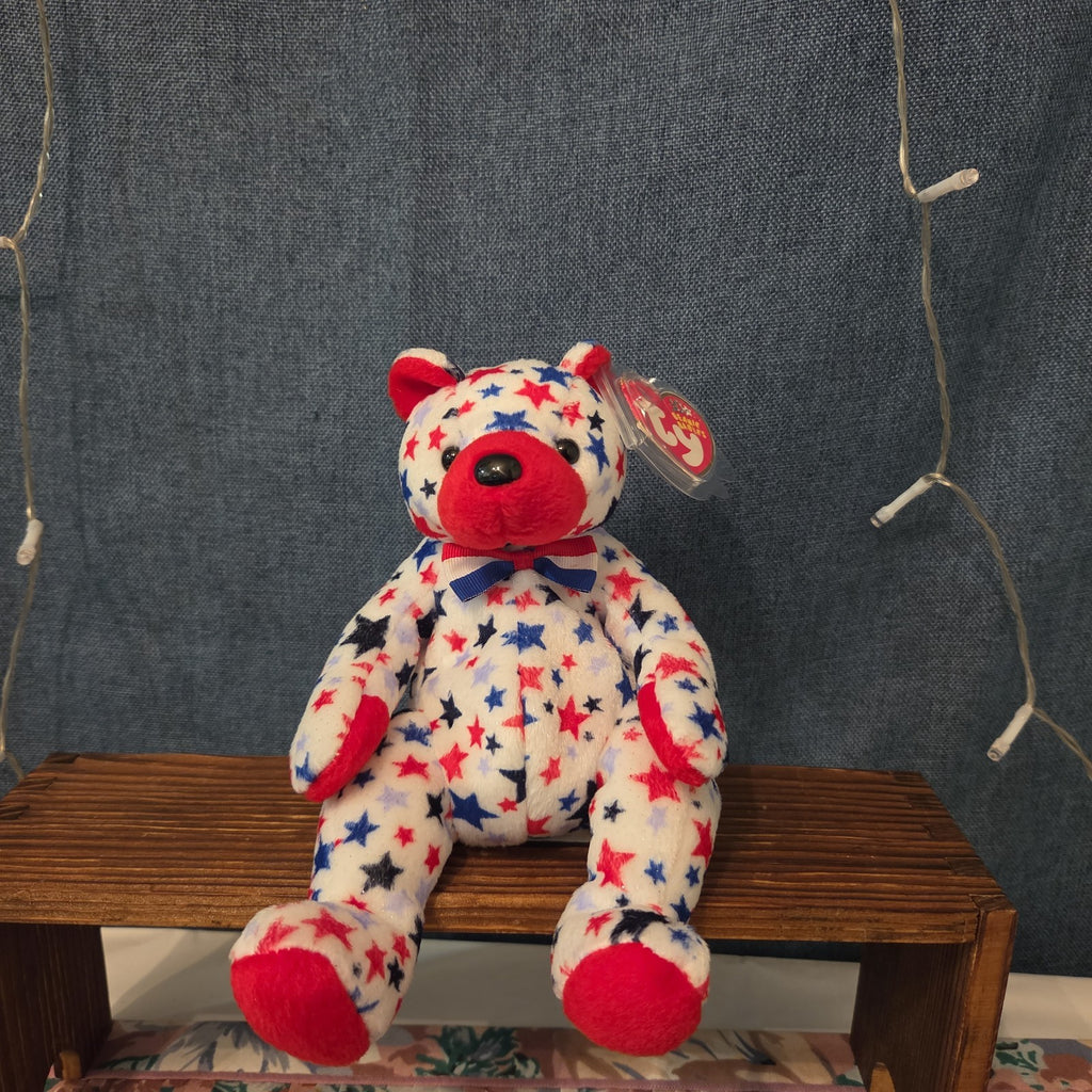 Ty Beanie Baby Red Patriotic Star Bear Plush 2003