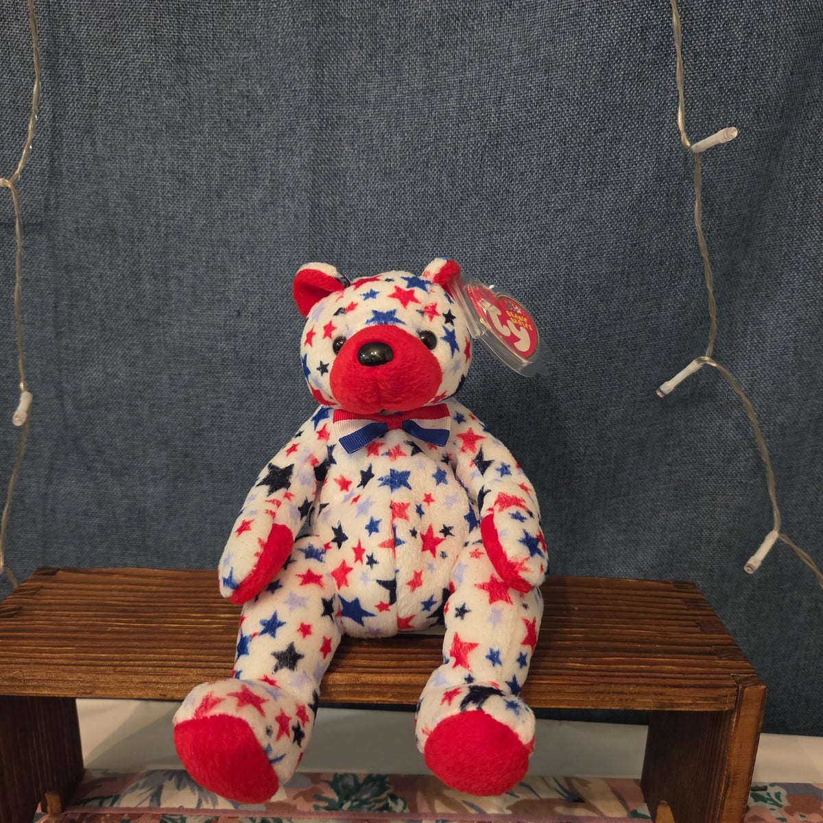 Ty Beanie Baby Red Patriotic Star Bear Plush 2003