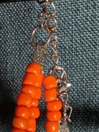Multi Strand Orange Shell Bead Necklace 23" Boho Beach