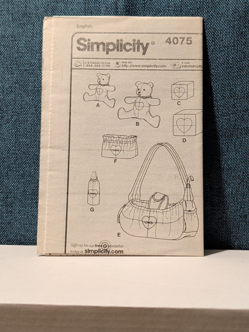 Simplicity 4075 Shirley Botsford Baby Accessories Pattern 2006 Diaper Bag UNCUT