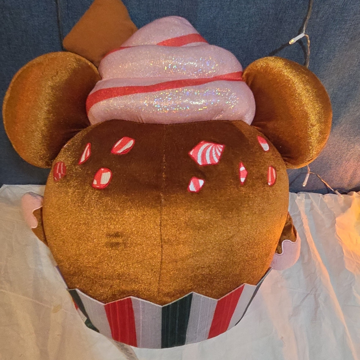 Disney Mickey Mouse Gingerbread Cupcake Plush Toy with Peppermint Accents