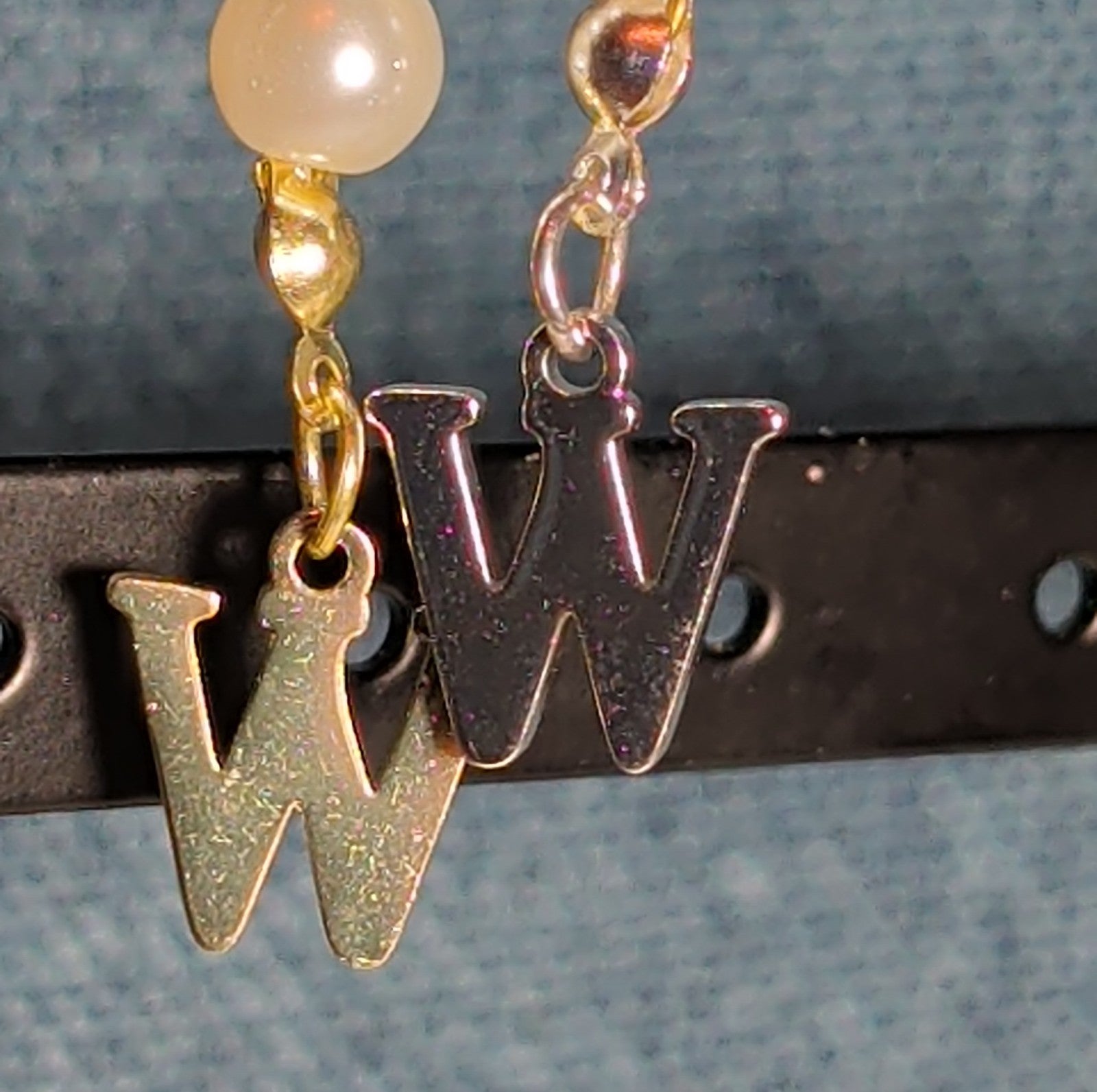 Faux Pearl Purse Charm Gold Silver Tone W Letter Initial