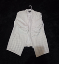 Rachel Zoe Open Front Blazer Women's S White Black Check 3/4 Sleeve Ruche Size L