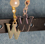 Faux Pearl Purse Charm Gold Silver Tone W Letter Initial