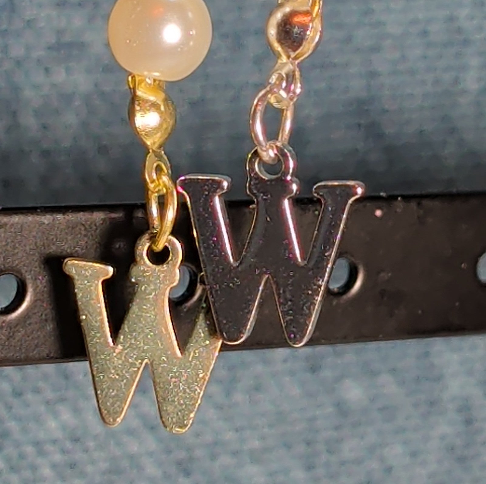 Faux Pearl Purse Charm Gold Silver Tone W Letter Initial